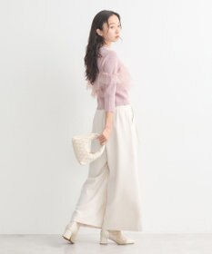 earth music&ecology 胸元チュールドッキングニットプルオーバー