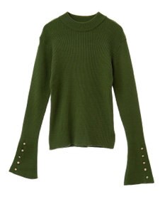 CRAFT STANDARD BOUTIQUE 洗える/とてもち袖フレア釦ボトルネックニットプルオーバー/24AW