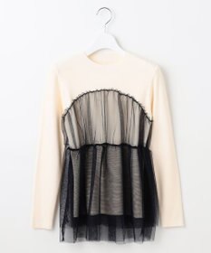 Feroux 【洗える】チュールコンビ プルオーバーニット