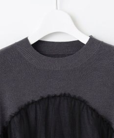 Feroux 【洗える】チュールコンビ プルオーバーニット
