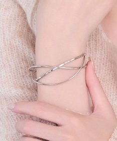 Phoebe グリッターワイドカフバングル シルバー