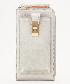 UNBILLION perche 牛革ハラコタイプ×ゴートモバイルウォレットショルダー