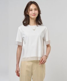 J.PRESS LADIES 【一枚で着映え】コットンスムース レース カットソー