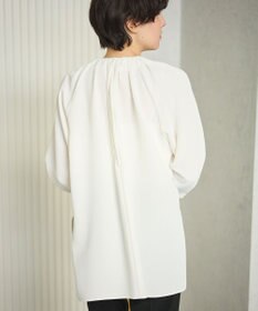 #Newans 【洗濯機可能】タックネックブラウス