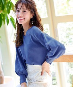 Tiaclasse 【洗える】2WAYパール釦ニットトップス