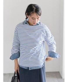 Te chichi ショルダー釦ボーダーカットソー