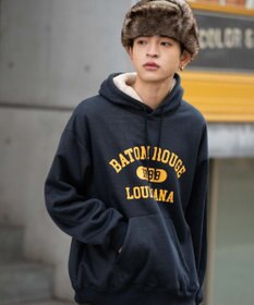 WEGO 【ユニセックス着用ITEM/裏起毛】カレッジロゴボアパーカー