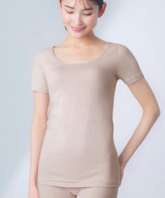 Wing あったかインナー オーガニックコットン混 やわらかくやさしい肌ざわり 【綿の贅沢オーガニック】 綿混 保温性 3分袖 半袖 秋 冬 EL4331 ウイング／ワコール