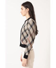 DAKS ビッグチェック ジャカード クルーネックカーディガン