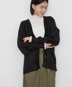 AMERICAN HOLIC バイパチラメ入りＶネック片畦ニットカーディガ
