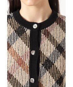 DAKS ビッグチェック ジャカード クルーネックカーディガン