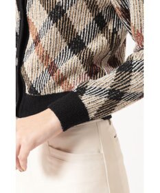 DAKS ビッグチェック ジャカード クルーネックカーディガン