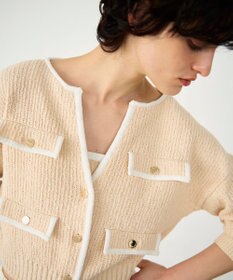 GRACE CONTINENTAL バイカラールーズニットカーディガン