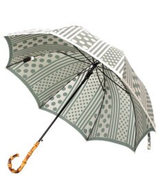 槇田商店 Kirie ドットとストライプ フォレストグリーン 長傘
