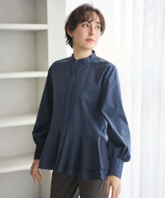 #Newans 【シワになりにくい/洗濯機可能】ダブルフリルヘムシャツ