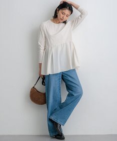 23区 S 【ご好評につき新色追加】ナチュラルコットンベアコンビ ペプラム カットソー