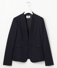 J.PRESS LADIES 【セットアップ対応・洗える・抗菌防臭】T/Cポンチ ノーカラー ジャケット