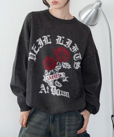 WEGO 【洗える】グラフィックニットBIGプルオーバー