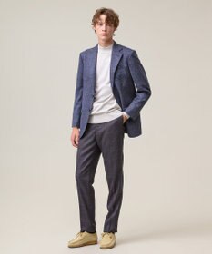 J.PRESS MEN 【ストレッチ / 洗える】トリートメントウールシェードブルーチェック スラックス