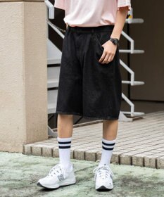 WEGO 【ウエストゴム/手洗い可】デニムバギーショーツ