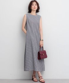 組曲 サッカーギンガムチェック Aラインワンピース オフ×ブラック系3