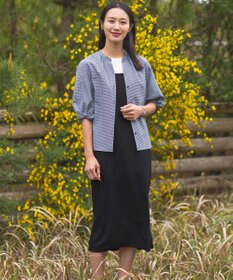 J.PRESS LADIES 【洗える】バイカラーギンガム&ストライプ ブラウス