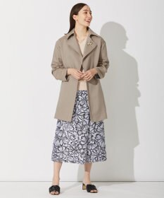 自由区 モノトーンフラワー ミディ丈スカート