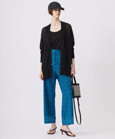 ICB 【洗える】 ヘリンボーンエンブロイダリー ワイドストレートパンツ