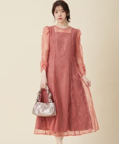 ANY SIS 【Lily Calin】クラシックナローレース ドレス オレンジ