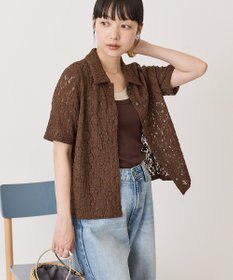 AMERICAN HOLIC 半袖襟付きレースカーディガン