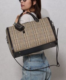 style code 【Ungrid/アングリッド】ケースチャーム付 チェックコンビキャリーオントラベルボストンバッグ
