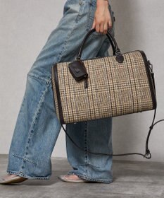 style code 【Ungrid/アングリッド】ケースチャーム付 チェックコンビキャリーオントラベルボストンバッグ