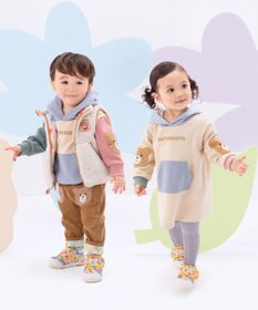 MIKI HOUSE HOT BISCUITS 【80-120cm】【NEW Color Series】裏毛パイル素材 パステルカラー フーディワンピース