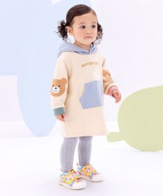 MIKI HOUSE HOT BISCUITS 【80-120cm】【NEW Color Series】裏毛パイル素材 パステルカラー フーディワンピース