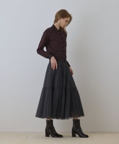 GRACE CONTINENTAL バイカラーロゴニットカーディガン