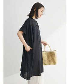 Green Parks インド綿　パイピングバンドカラーシャツチュニック