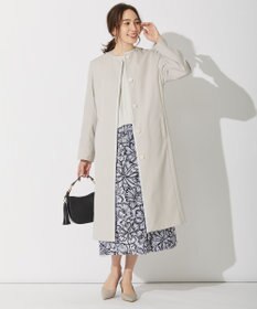 自由区 モノトーンフラワー ミディ丈スカート