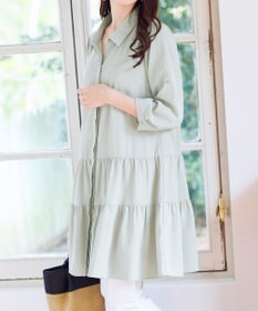 Tiaclasse L 【洗える】1枚で大人華やぐ2段ティアードシャツチュニック