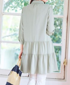 Tiaclasse L 【洗える】1枚で大人華やぐ2段ティアードシャツチュニック