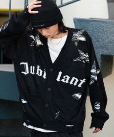 WEGO 【ユニセックス着用ITEM】ダメージジャガードカーディガン