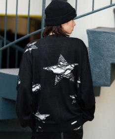 WEGO 【ユニセックス着用ITEM】ダメージジャガードカーディガン