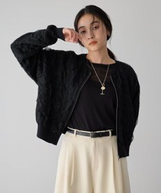 YECCA VECCA フクレジャガードニットブルゾン