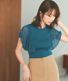 ANY SIS 【洗える】レーシーフレアスリーブ ニット