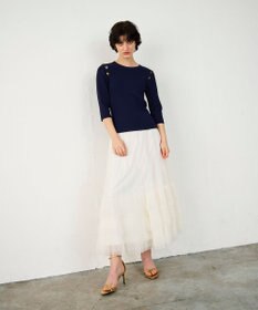 GRACE CONTINENTAL メタル釦リブニットトップ