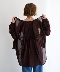 YECCA VECCA ドライタッチシアーバンドカラーシャツ