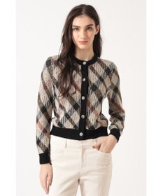 DAKS ビッグチェック ジャカード クルーネックカーディガン