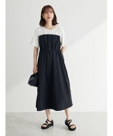 Green Parks 布帛ドッキングドロストワンピース