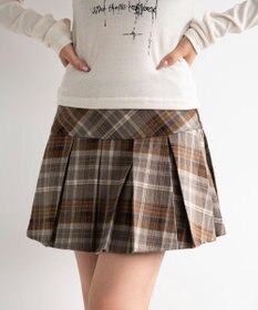 WEGO 【SCHOOL ITEM】チェック切替プリーツミニスカパン