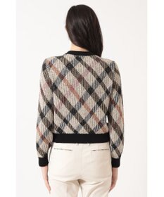 DAKS ビッグチェック ジャカード クルーネックカーディガン