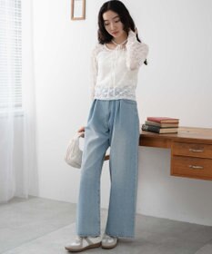 WEGO チョーカーリボン付きレースロンT